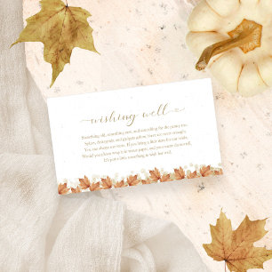 Elegant Autumn White Pumpkin Floral Wishing Well Enclosure Card