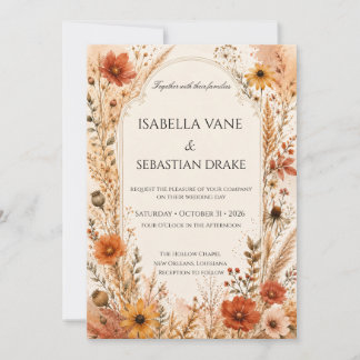 Elegant Autumn Wildflower Invitation