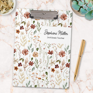 Elegant Autumn Wildflower Meadow Floral Pattern Clipboard