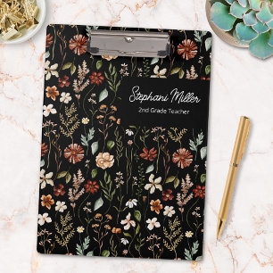 Elegant Autumn Wildflower Meadow Floral Pattern Clipboard