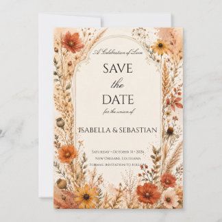 Elegant Autumn Wildflower Save The Date