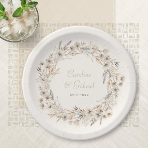 Elegant Autumn Wildflowers Wedding Paper Plate