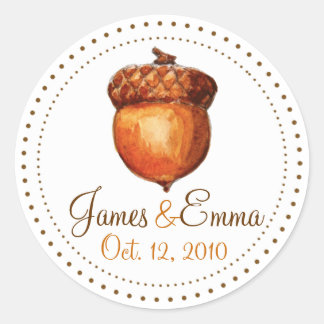 Elegant Autumnal Acorn Personalised Stickers