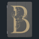 Elegant B Boho Floral Monogram Initial Grey Gold iPad Pro Cover<br><div class="desc">Elegant B Boho Floral Monogram Initial Grey Gold 

*each letter has its own listing; if your letter is not yet available,  please message me and I will move it to the top of the list.</div>