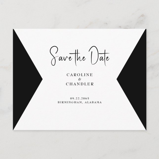  Elegant B/W Photo Wedding Save the Date Postcard (Front)
