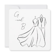 Elegant B&W Wedding Tux & Dress Square Wedding