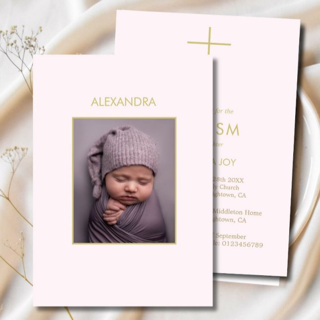 Elegant Baby Baptism Minimal Photo Christening Invitation (Creator Uploaded)