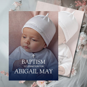 Elegant Baby Baptism Photo Minimalist Invitation