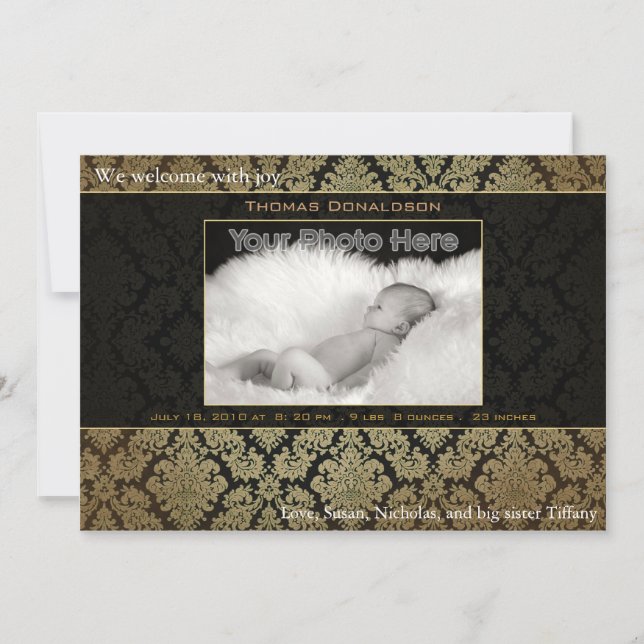 Elegant baby birth announcement (Front)