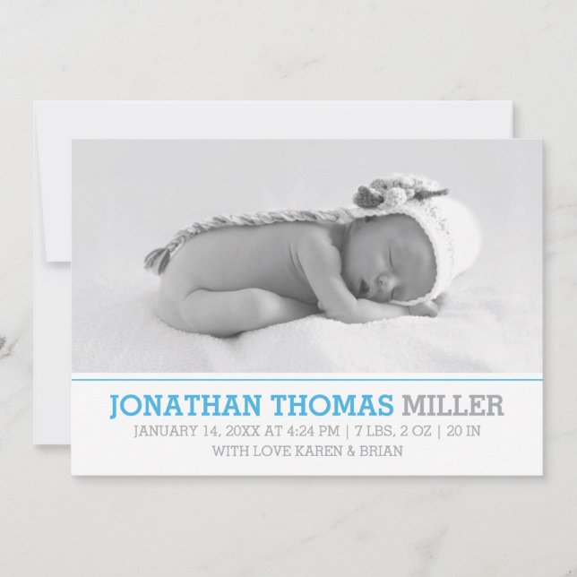 Elegant Baby Birth Announcement Photo Card (Front)