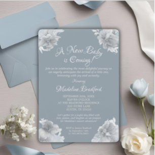 Elegant Baby Blue Arrival  Invitation