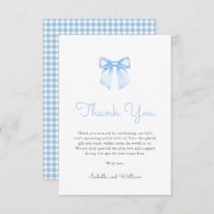 Elegant Baby Blue Bow Baby Shower Thank You Card