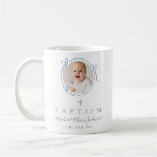 Elegant Baby Blue Boy Photo Baptism Coffee Mug