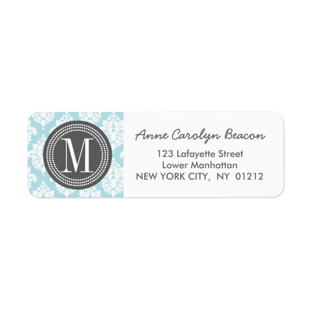 Elegant Baby Blue Damask Personalised (Front)