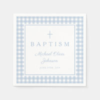 Elegant Baby Blue Gingham Boy Baptism
