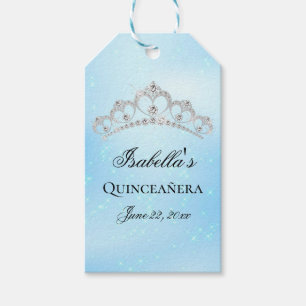 Elegant Baby Blue Quinceanera Gift Tags