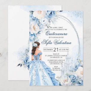 Elegant Baby Blue Quinceañera Invitation