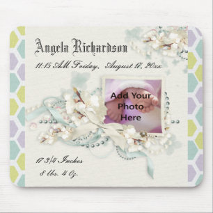 Elegant Baby boy or Girl Scrapbook Photo Frame Mouse Mat