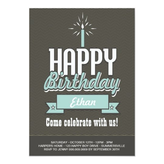 Elegant Baby Boy's First Birthday Photo Invite
