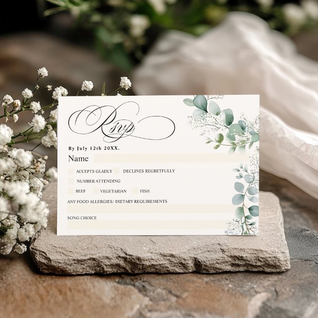 Elegant baby Breath Wreath Dusty Greenery Wedding Invitation (Elegant baby Breath Wreath Dusty Greenery Wedding Invitation)