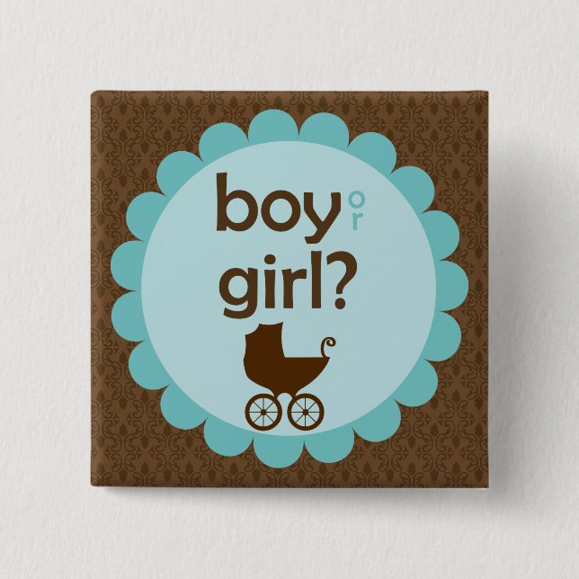 Elegant Baby Carriage Gender Reveal Party 15 Cm Square Badge (Front)