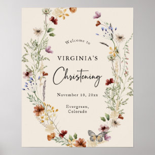 Elegant Baby Christening Welcome Poster