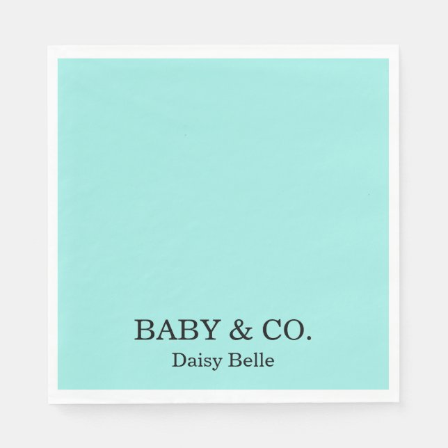 Elegant Baby & Co Black Teal Baby Shower Napkin (Front)