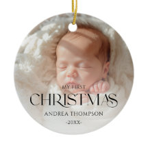 Elegant Baby First Christmas Dual Photo