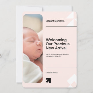 Elegant Baby Girl Birth Announcement Card