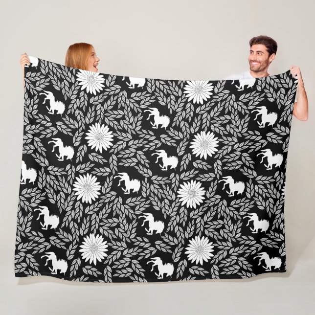 Elegant Baby Girl Black and White Unicorn Pattern Fleece Blanket (In Situ)