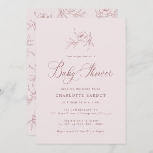 Elegant Baby Girl Pink Shower Invitation