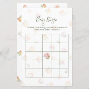 Elegant Baby in Bloom Baby Shower Bingo Game