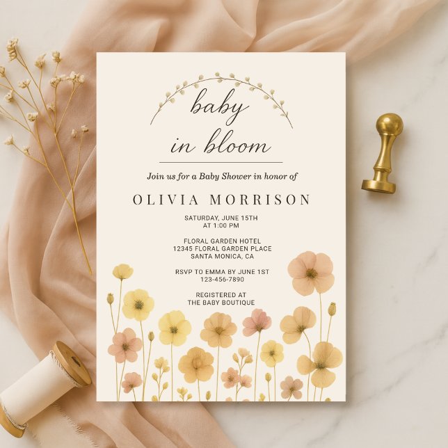 Elegant Baby In Bloom Boho Baby Shower  Invitation (Creator Uploaded)