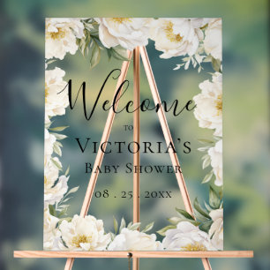 Elegant Baby in Bloom Floral Baby Showe Acrylic Sign