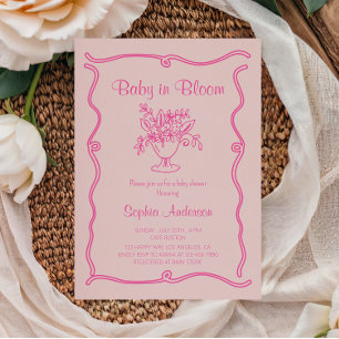 Elegant Baby in Bloom Pink Floral Baby Shower Invitation