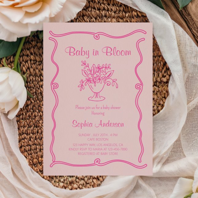Elegant Baby in Bloom Pink Floral Baby Shower  Invitation (Creator Uploaded)