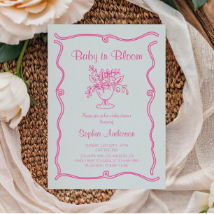 Elegant Baby in Bloom Pink Floral Baby Shower  Invitation