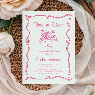 Elegant Baby in Bloom Pink Floral Baby Shower Invitation