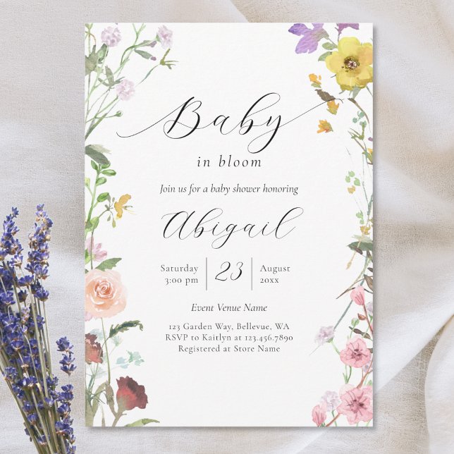 Elegant Baby In Bloom Wildflower Floral Shower Invitation (Creator Uploaded)