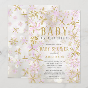 Elegant Baby It's Cold Outside Girls Baby Shower Invitation