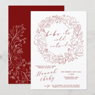 Elegant Baby It's Cold Outside Winter Shower drawn Invitation