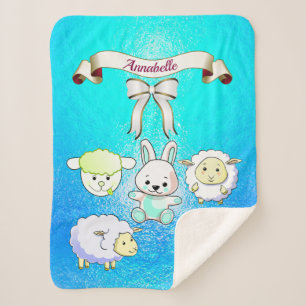 Elegant Baby Lambs Pattern   Name Personalise Sherpa Blanket