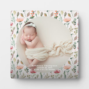 Elegant Baby Photo Birth Announcement Keepsake  Plaque