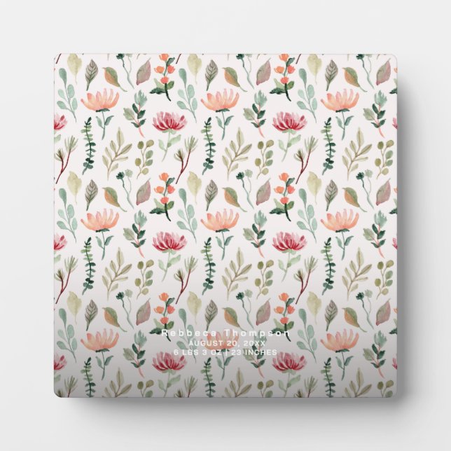 Elegant Baby Photo Birth Announcement Keepsake  Plaque (Front)