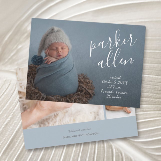 Elegant Baby Photo Collage Birth Announcements (Creator Uploaded)