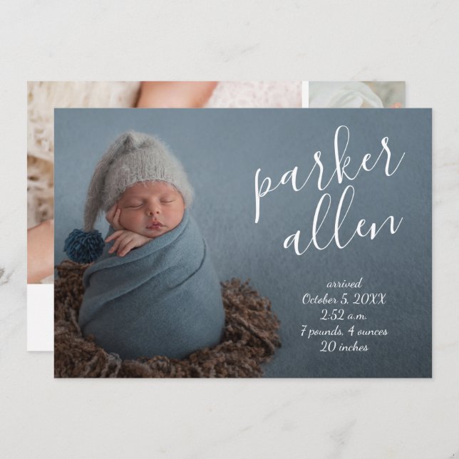 Elegant Baby Photo Collage Birth Announcements (Front/Back)