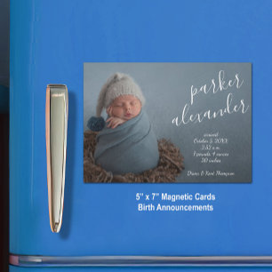 Elegant Baby Photo Magnetic Birth Announcement