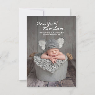 Elegant Baby Photo New Year Birth Announcement