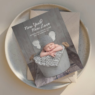 Elegant Baby Photo New Year Birth Announcement