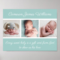 Elegant Baby Photo Teal Christian Quote Religious